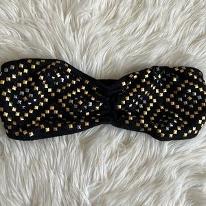 Lace bandeau medium Victoria’s Secret pink black gold silver beading